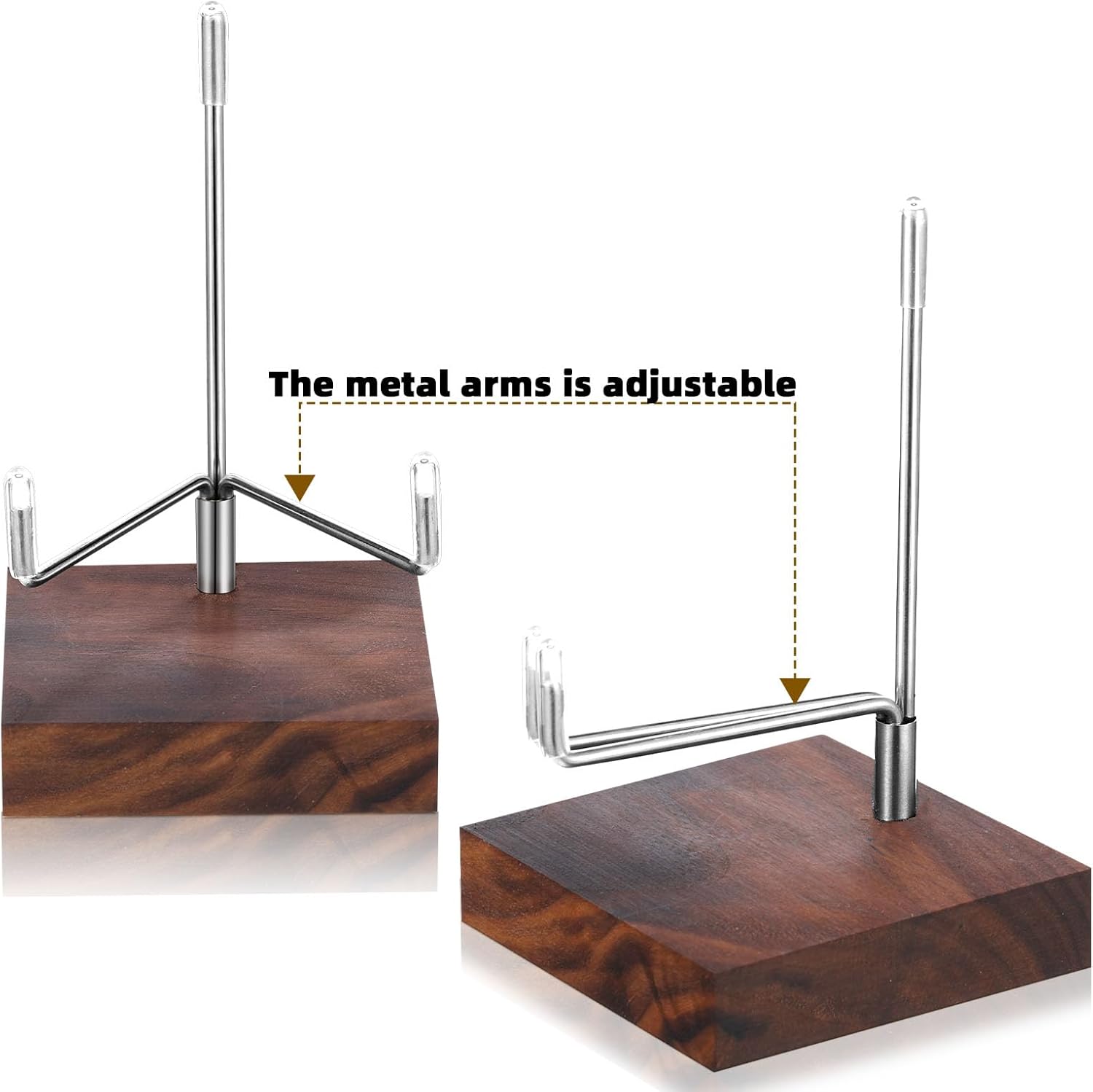 Wenqik 4 Pcs Adjustable Metal Rock Display Stands with Wooden Base