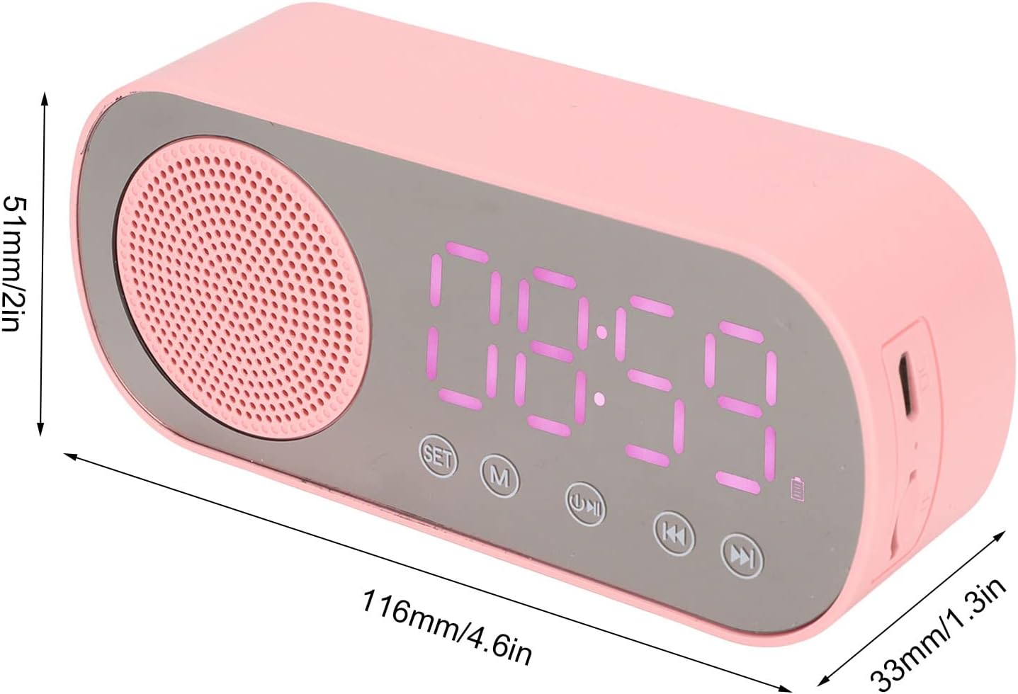 Bluetooth Speaker Alarm Clock with LED Mirror Display