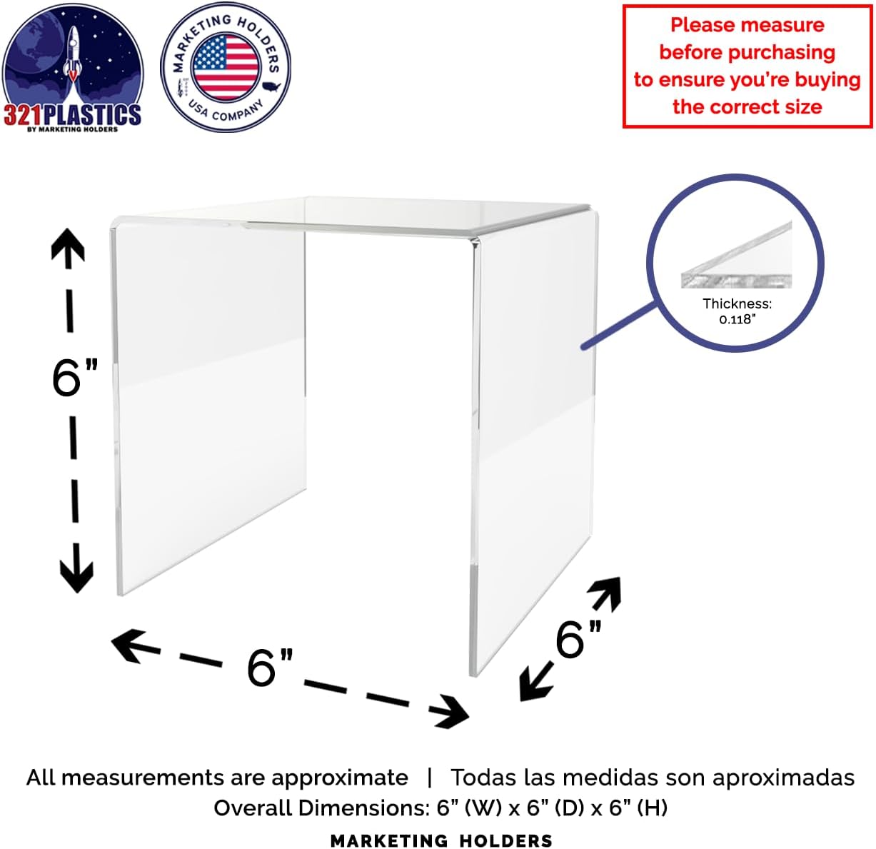 6 Clear Acrylic Display Riser Jewelry Showcase