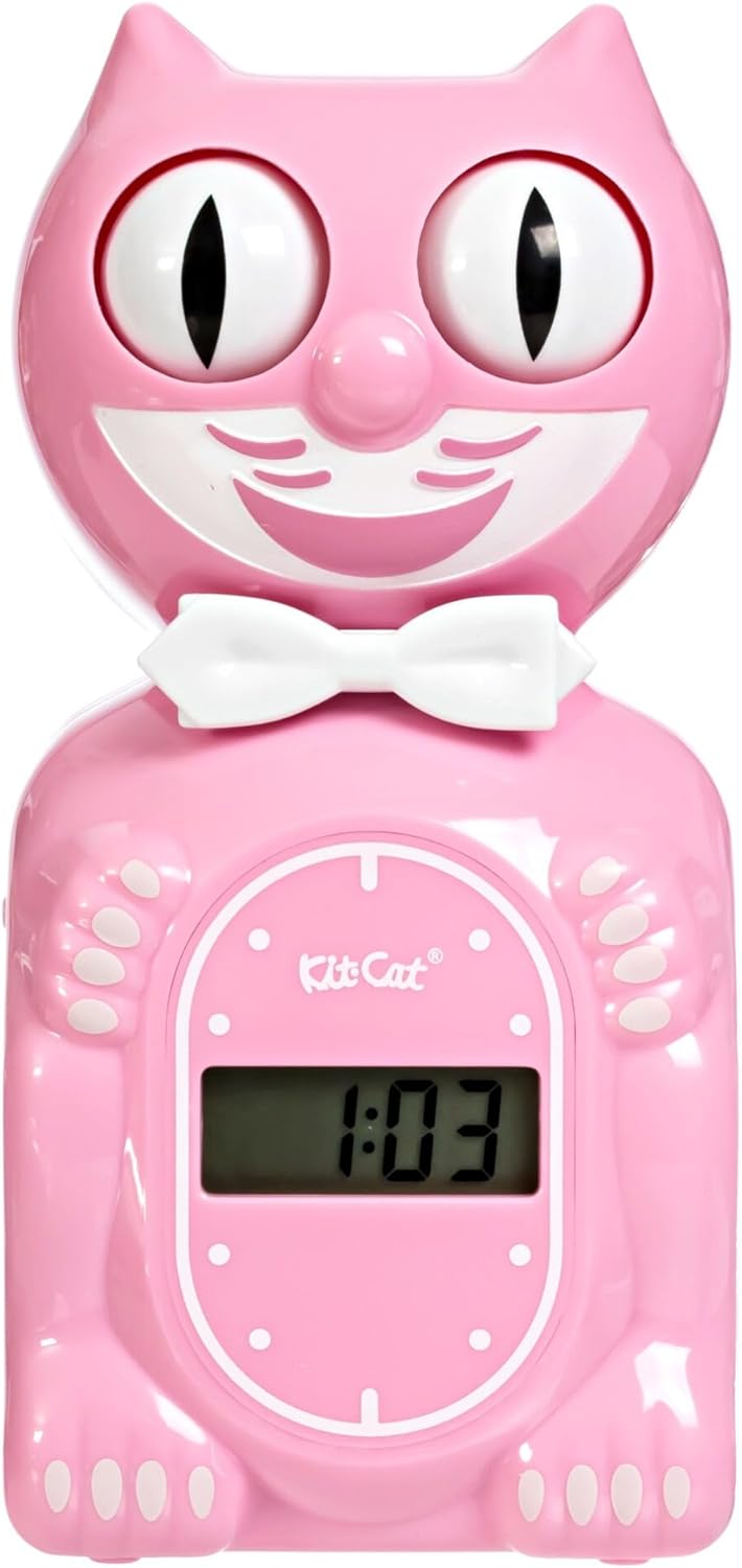 Solar Kit Cat Digital Alarm Clock - Satin Pink