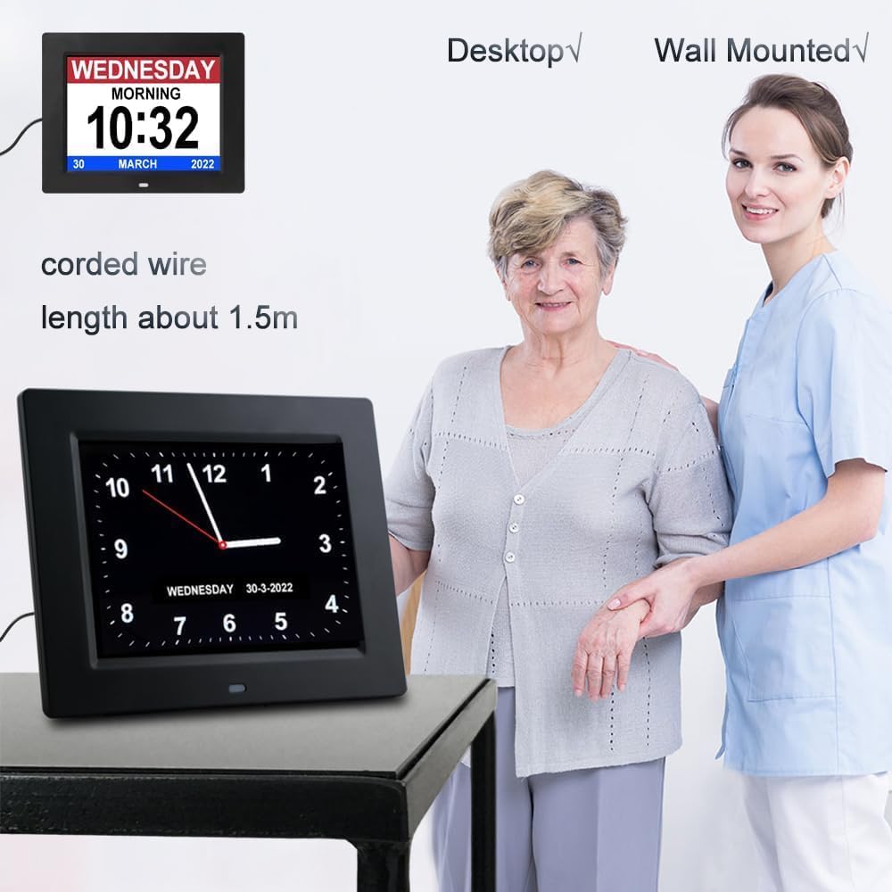 8 inch Digital Alarm Clock with 12 Alarms and Auto Dimming