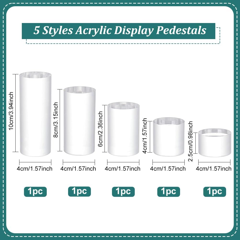 BENECREAT 5 Pcs Clear Acrylic Display Pedestals