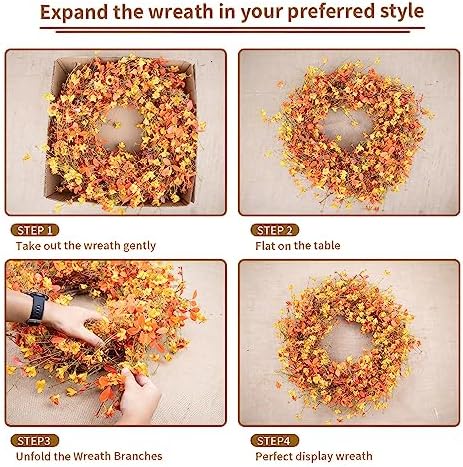 22 Inch Fall Wreath with Orange Eucalyptus and Berries