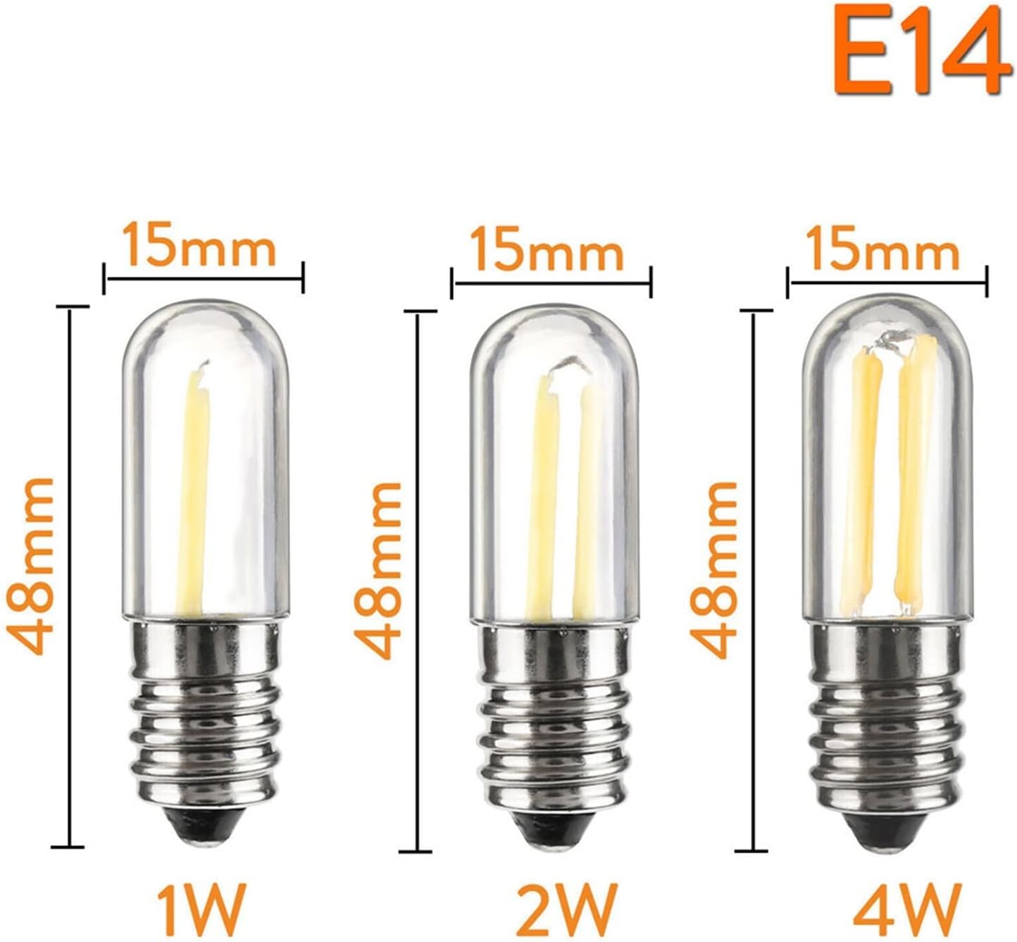 10Pcs Dimmable Mini E14 E12 LED Fridge Freezer Filament Light Bulbs Warm White