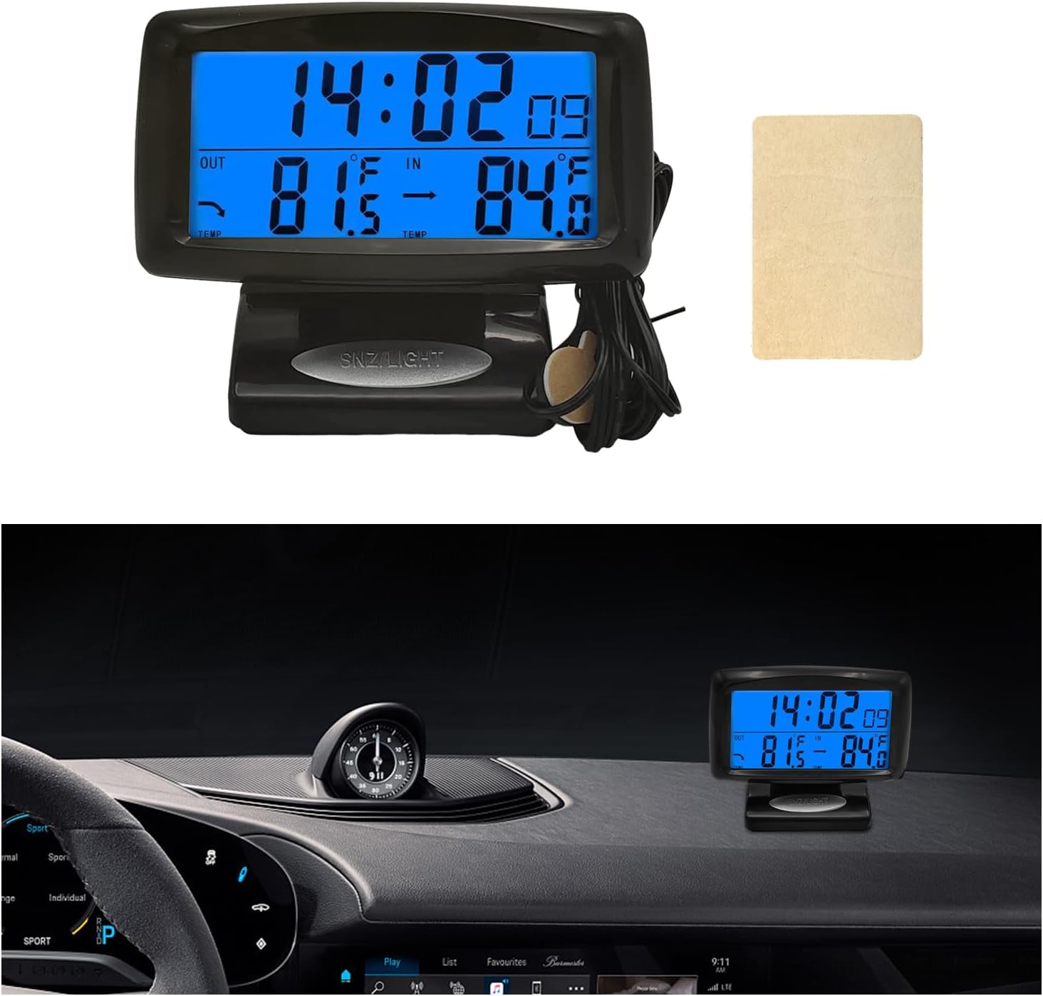 Suvnie Car Digital Thermometer Clock with Dual Temperature Display