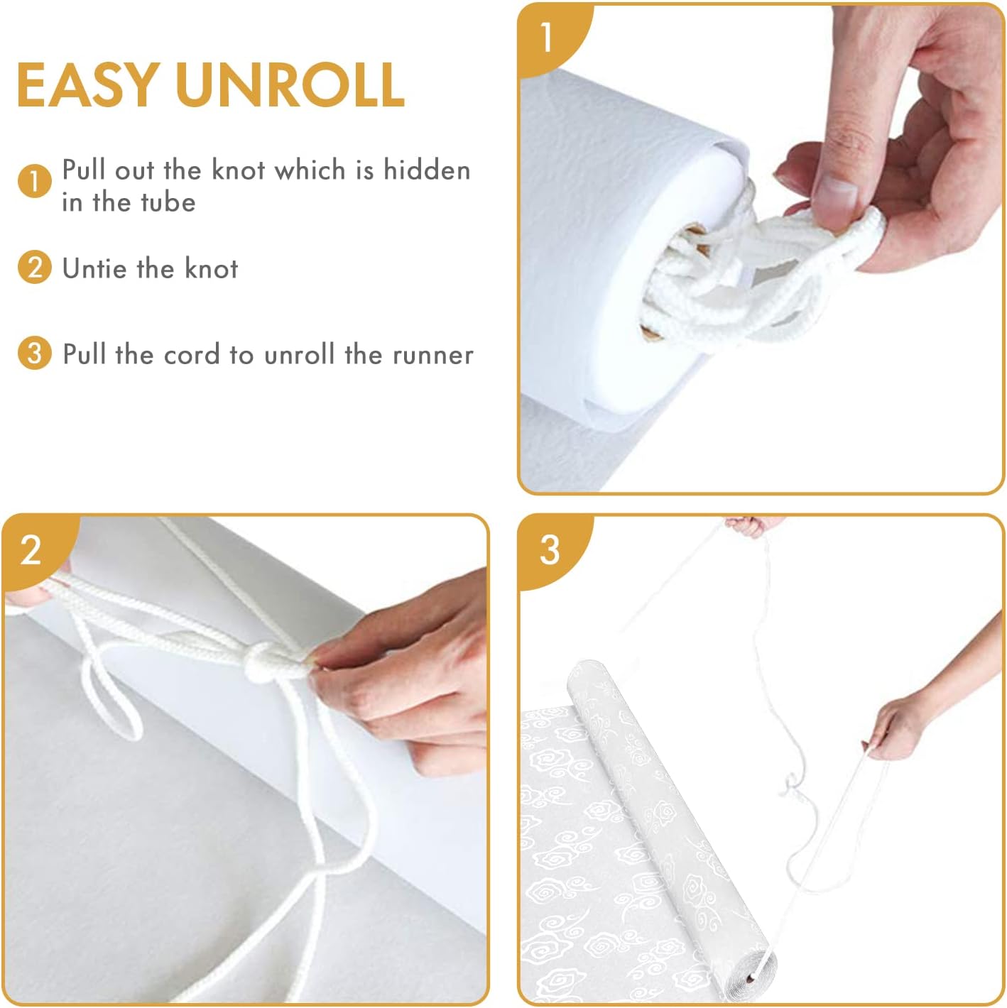 HEALON White Wedding Aisle Runner 3x50Feet Rose