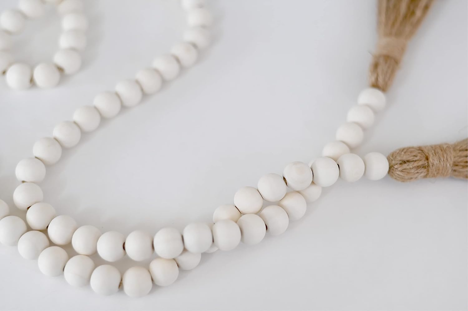 Rool 58in Wood Bead Garland with Tassels Natural