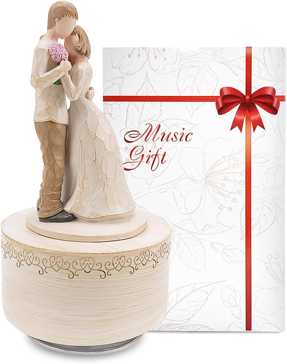 Saeifin Music Box Lovers Gifts Couple Hugging Statue
