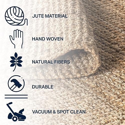 Jonathan Y NRF103A-2 Hand Woven Chunky Jute Rug with Fringe