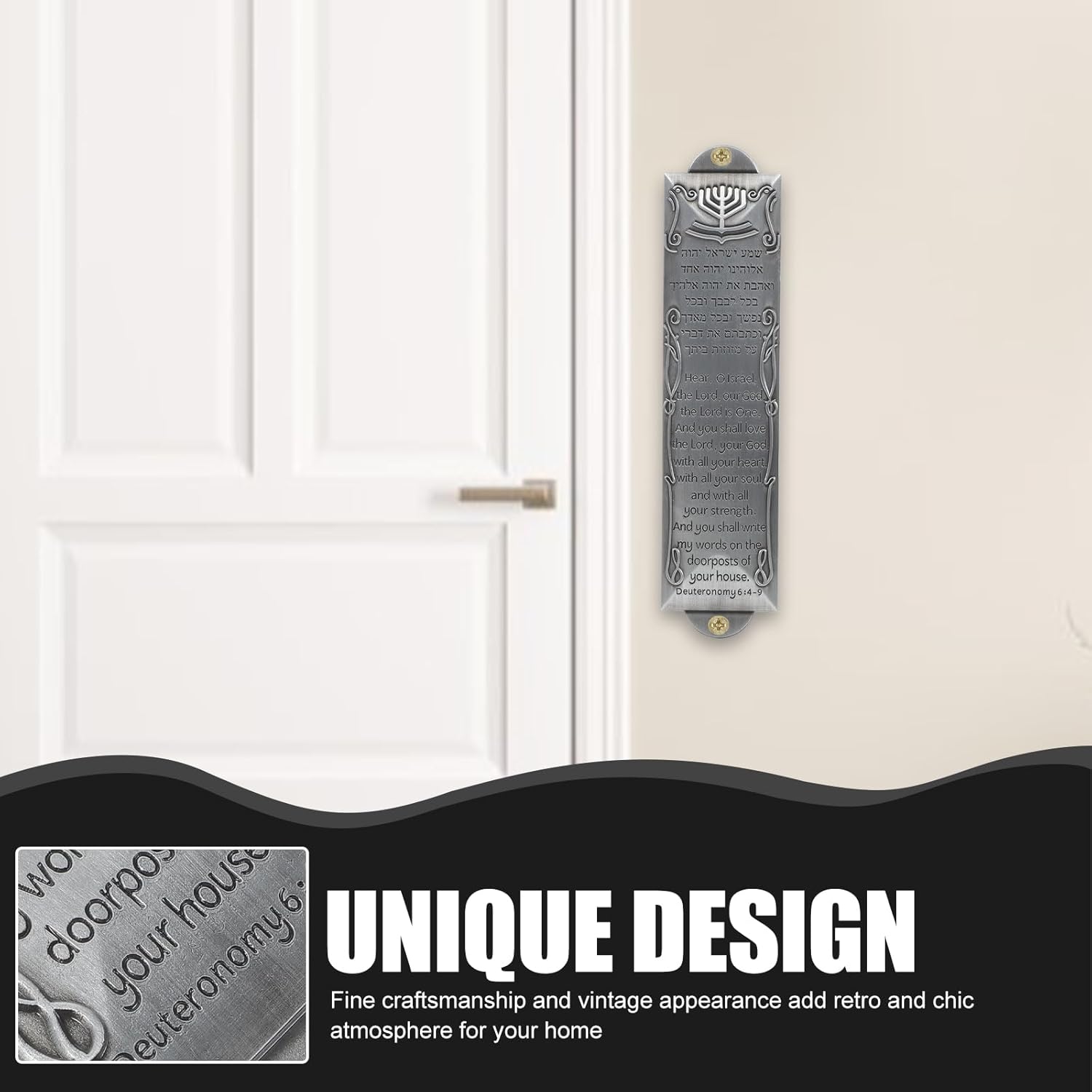 Veemoon Metal Mezuzah with Scroll for Door