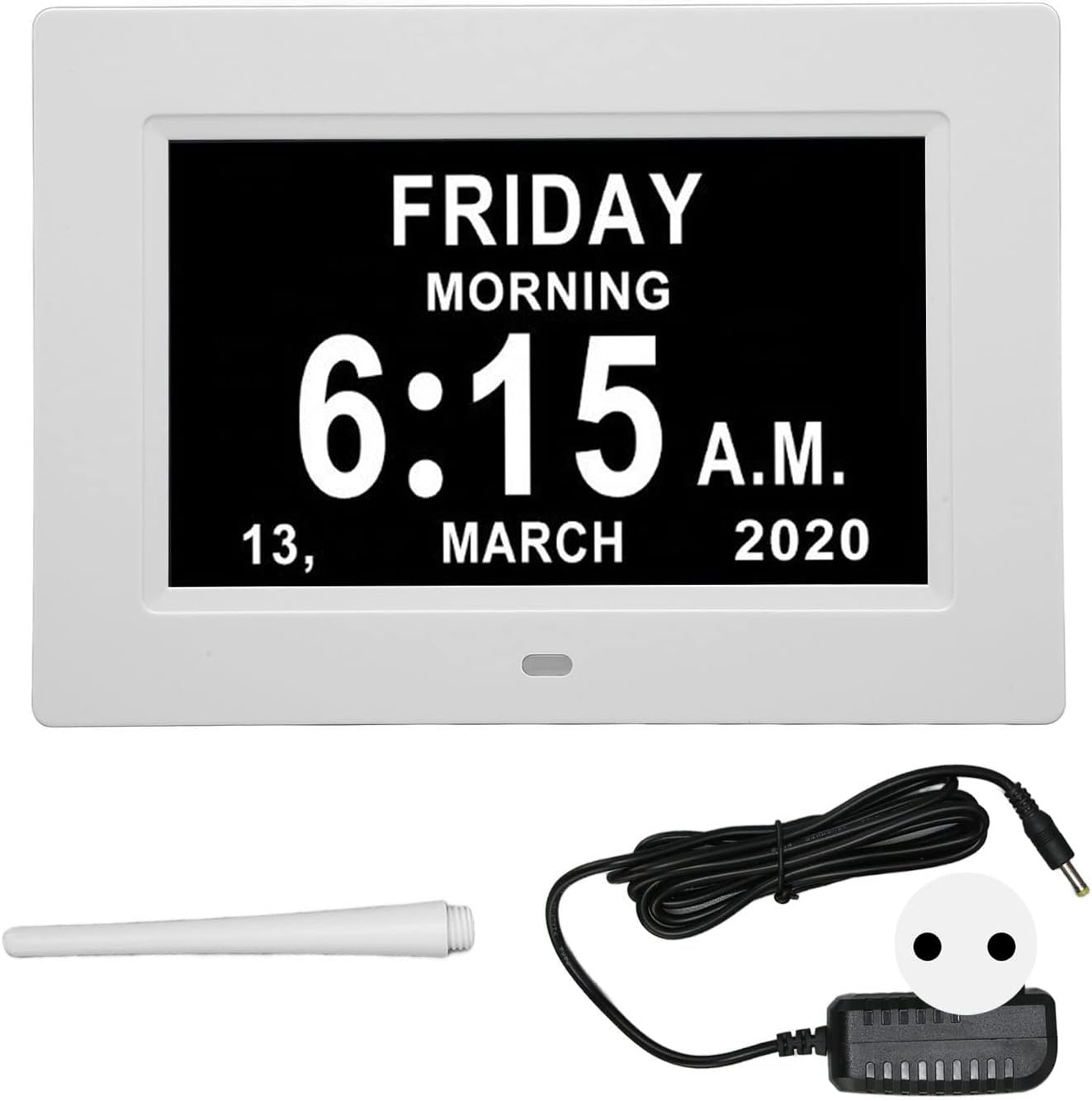 Tangxi 7 Inch Auto Dimmable Digital Day Clock with 8 Languages