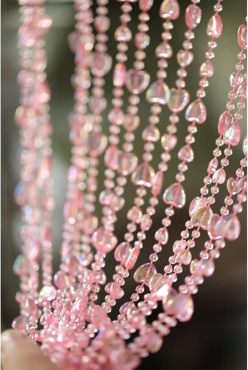 QueenBox 472in 20pcs Clear Heart Curtain Pink