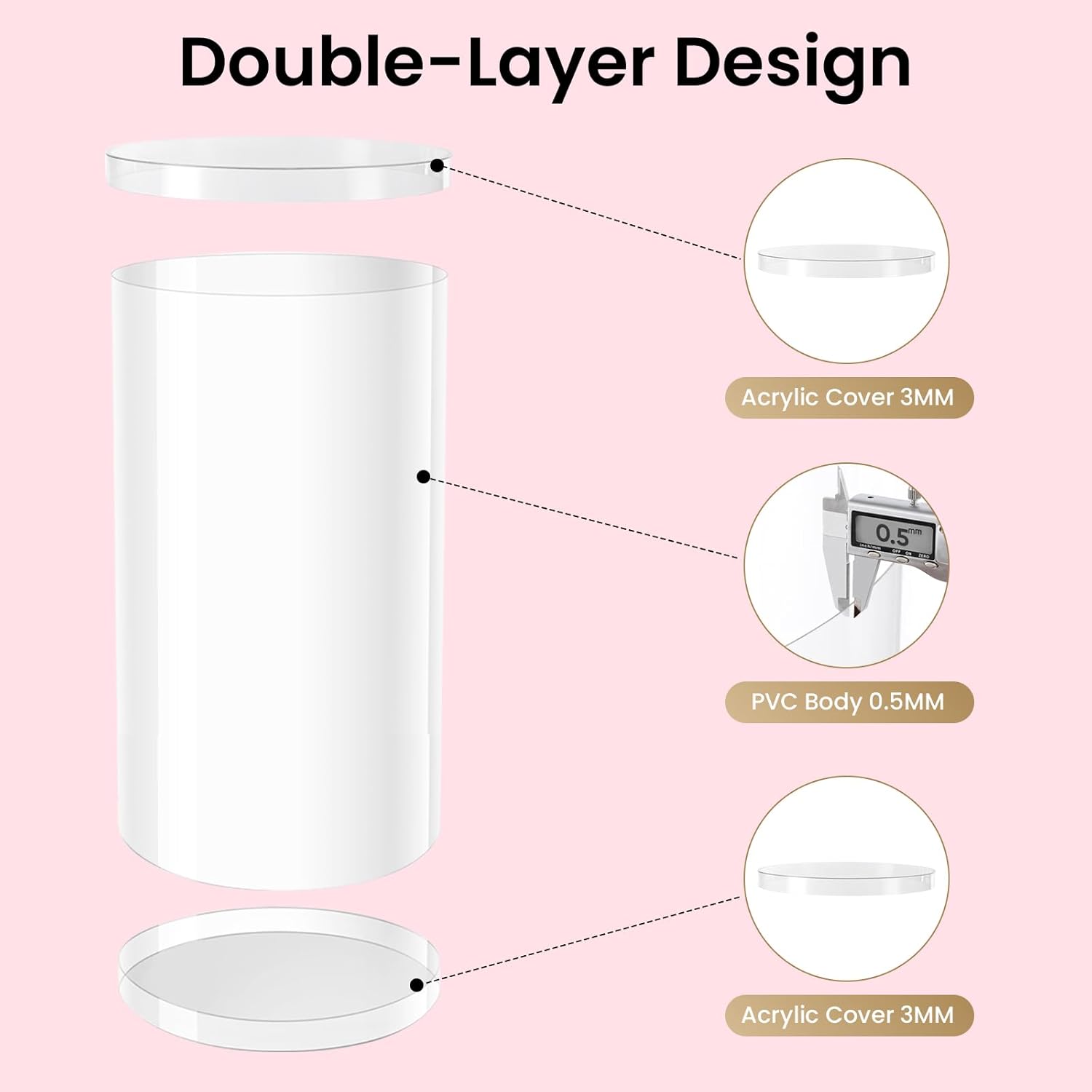 3 Pc Clear Acrylic Cylinder Pedestal Stand for Parties