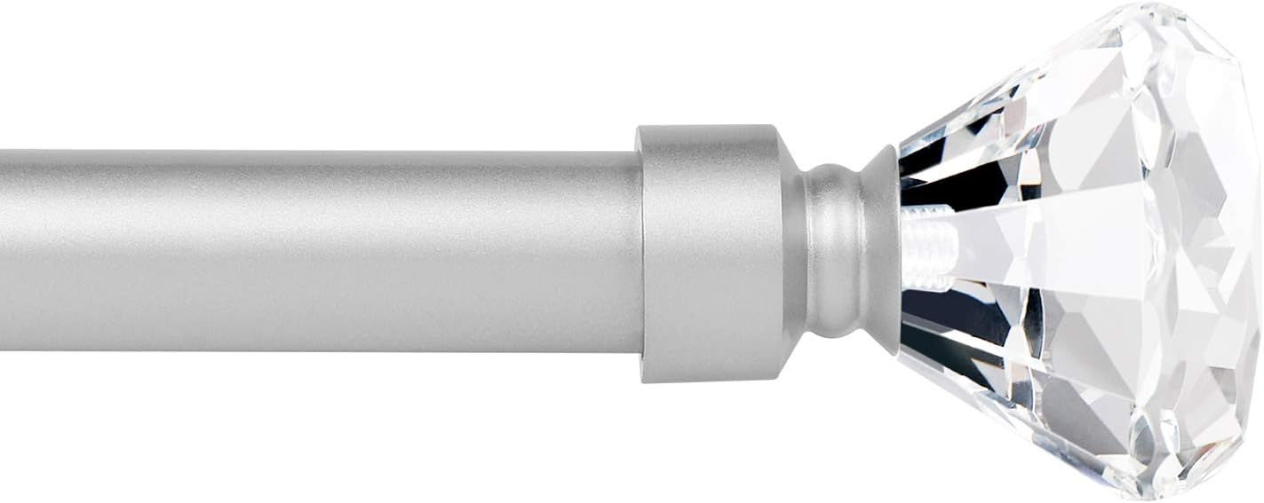 KNOBWELL 1 Inch Curtain Rods with Crystal Diamond Finials