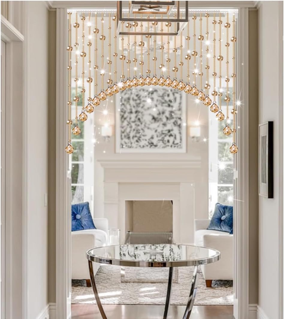 GVILTY Yellow Crystals Beaded Curtain Door Divider