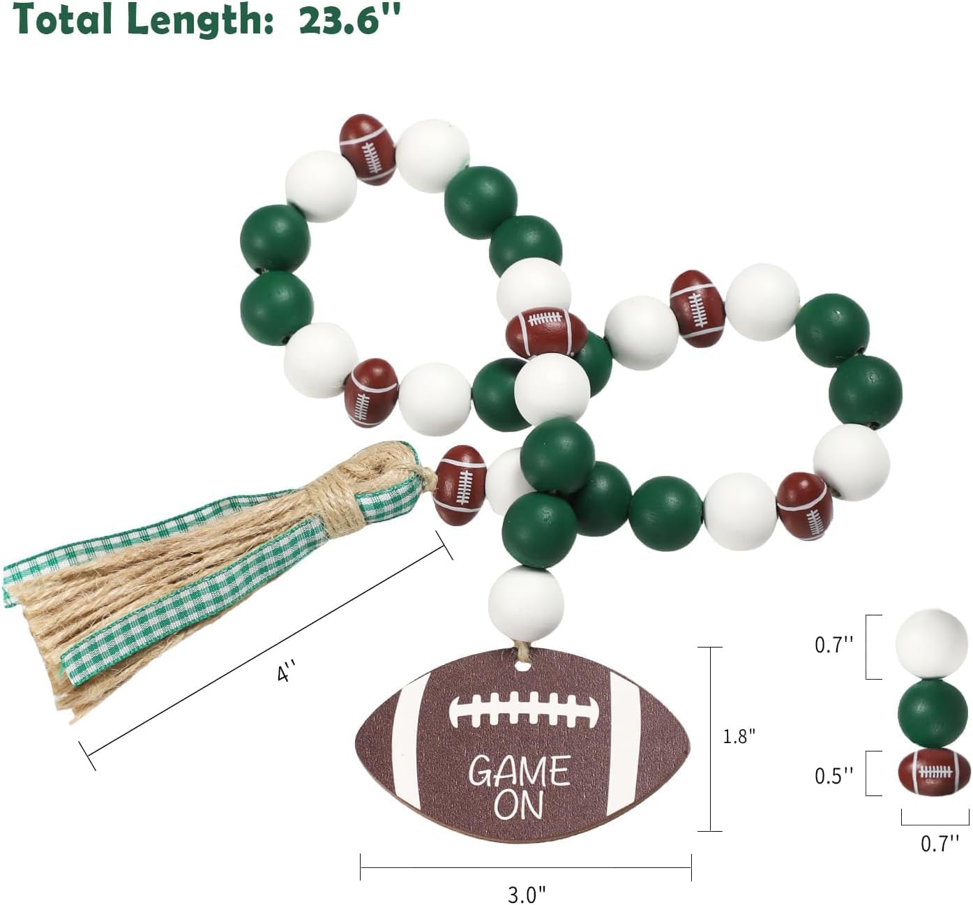 Super Cute Football Wood Bead Garland