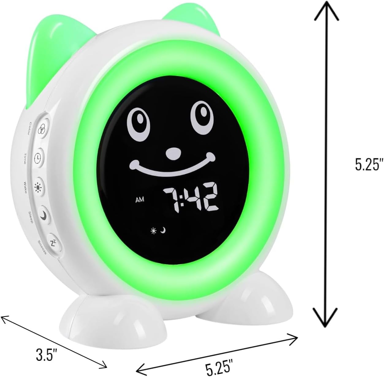 IQ Cat Sleep Training Clock with Night Light and Dual Alarm