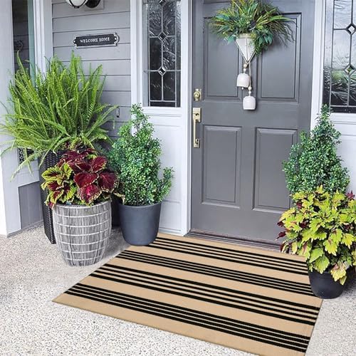KIMODE Striped Outdoor Rug 275x43 Inches Reversible Entryway Mat