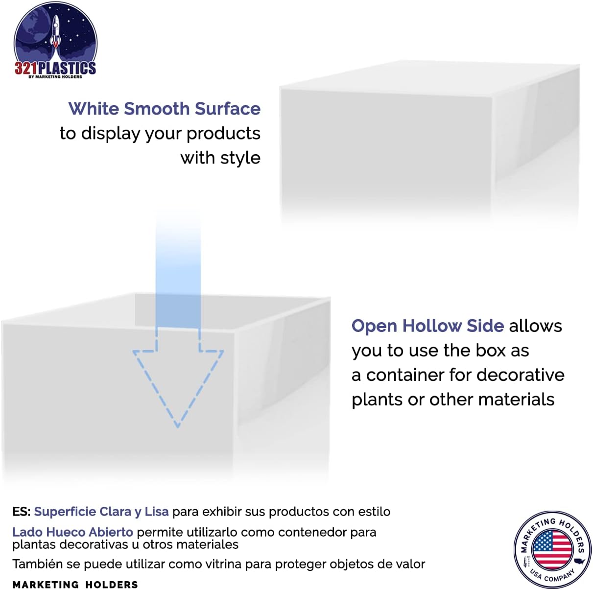 White Acrylic Display Box with Open Side 12x12x24