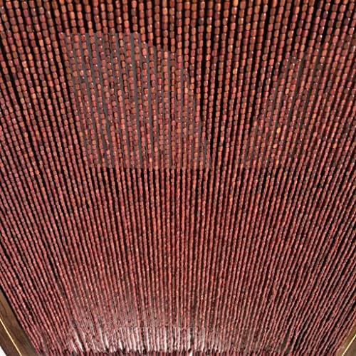 ZHOUXIAO 90 Strands Handmade Wood Beaded Curtain with Rods