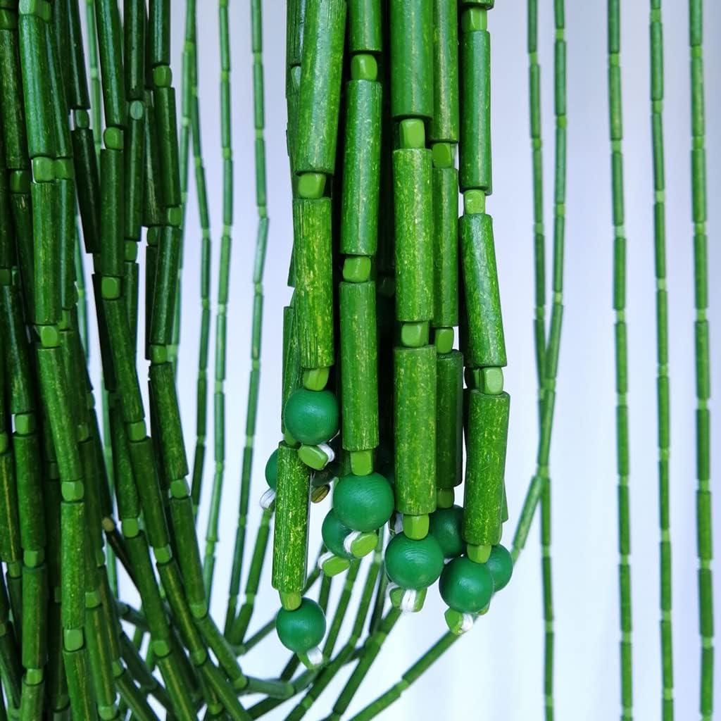 Bamboo Door Bead Curtain with Wood Beads 50 Strands