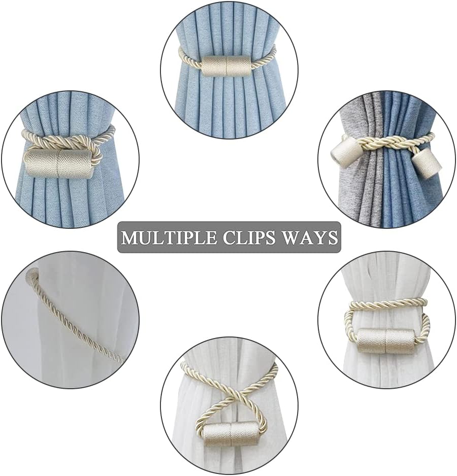 4 Pack Magnetic Curtain Tiebacks - Beige