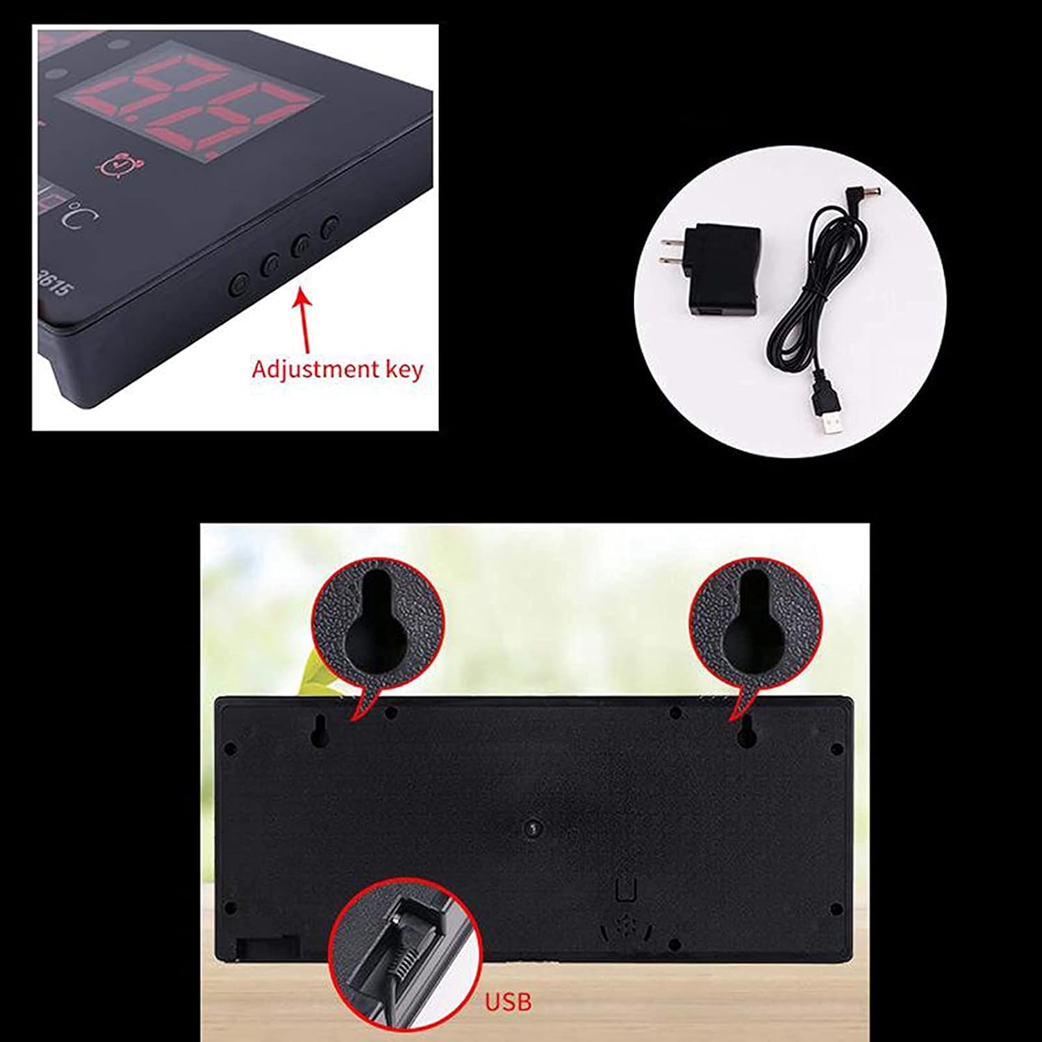 LED Wall Clock with Digital Display and Alarm Features