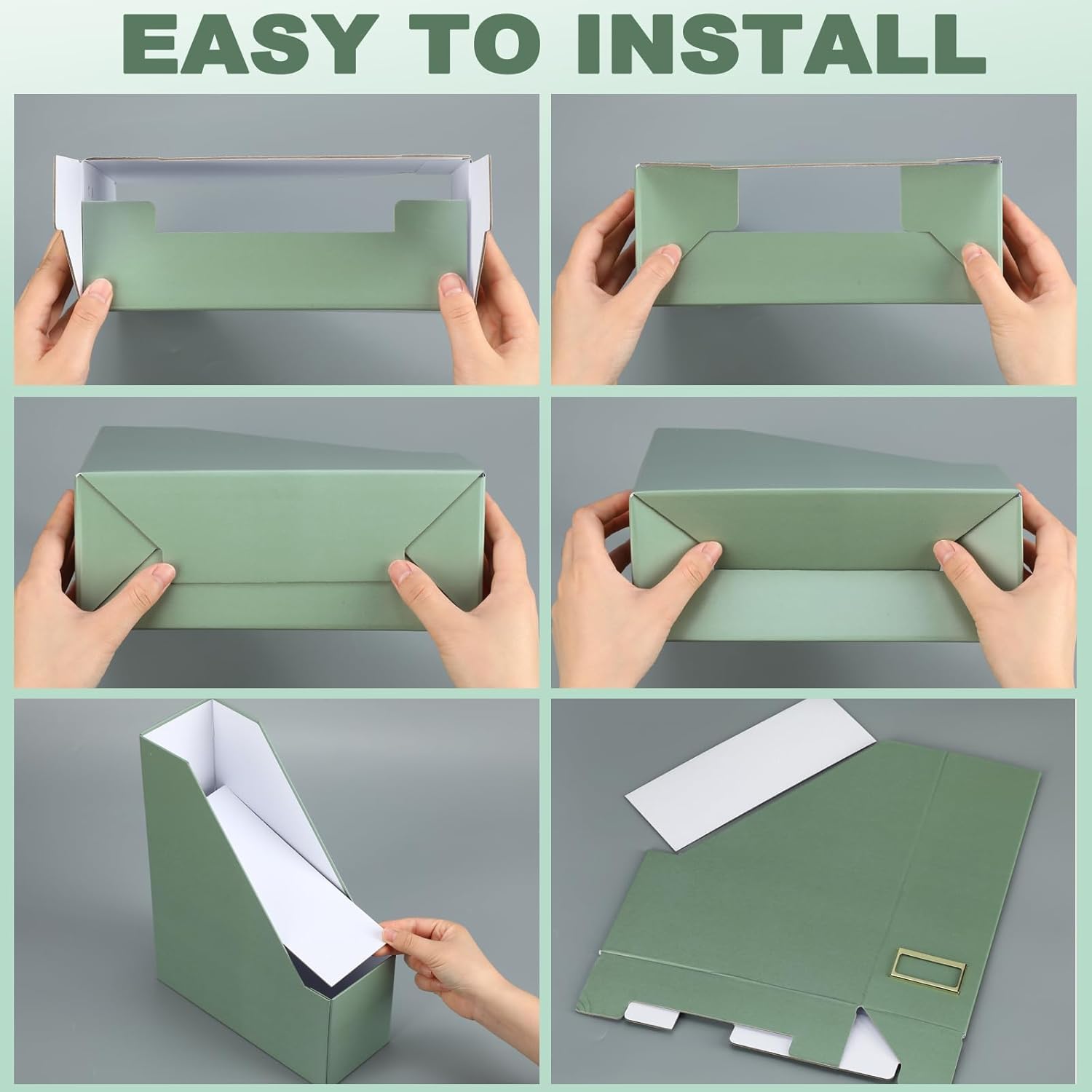 Feifeiya Magazine File Holder Set of 6 Sage Green