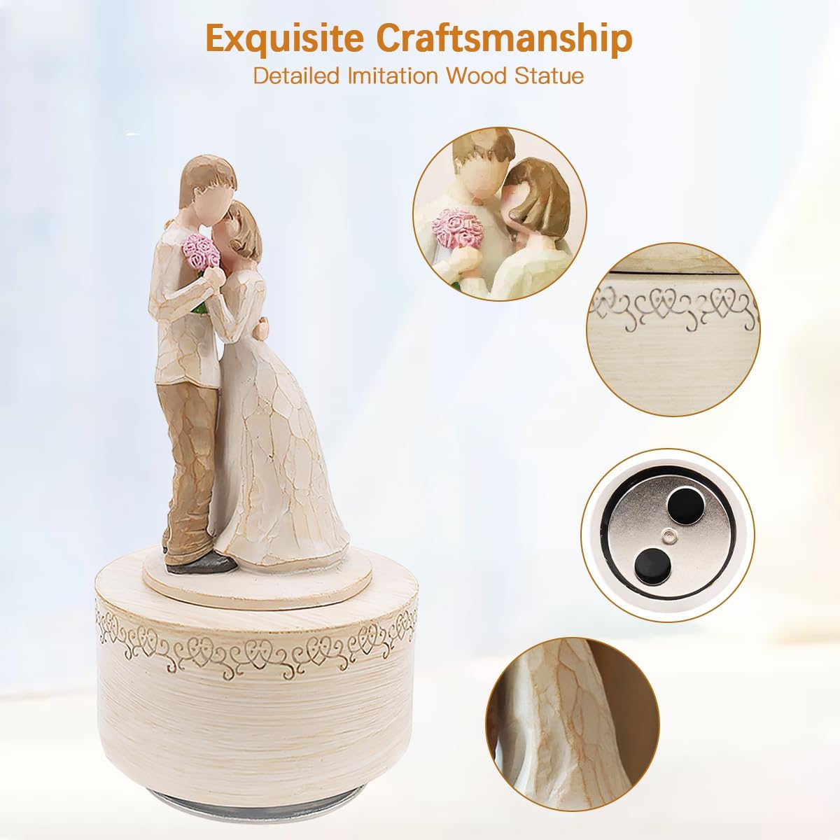Saeifin Music Box Lovers Gifts Couple Hugging Statue