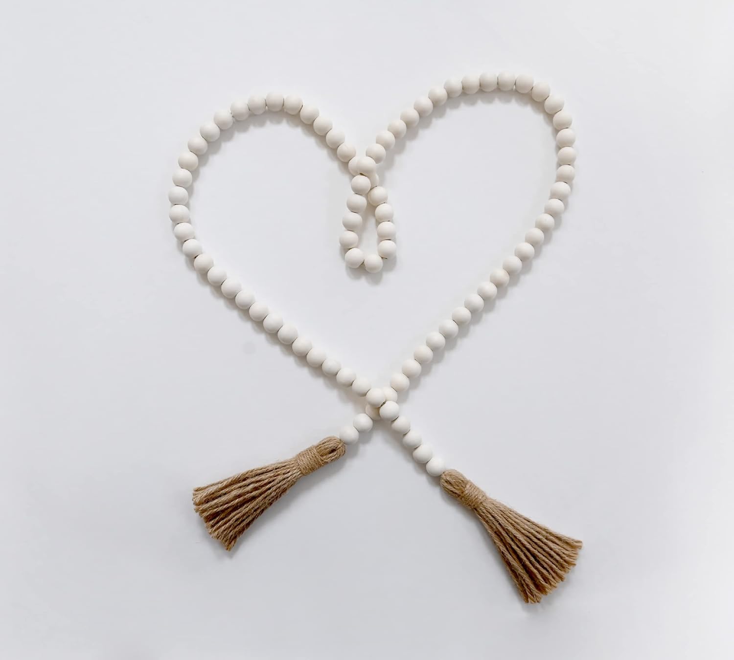 Rool 58in Wood Bead Garland with Tassels Natural