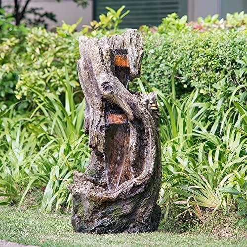 Indoor Outdoor Tree Trunk Fountain with Light 1