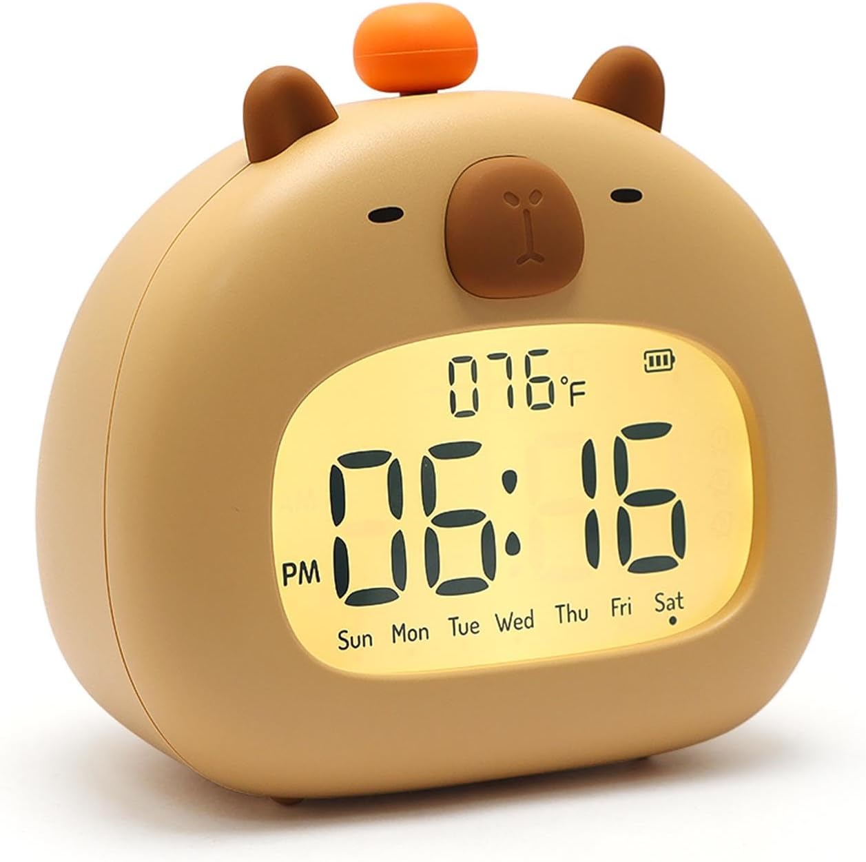 Capybara Kids Alarm Clock with Night Light and 3 Alarm Modes