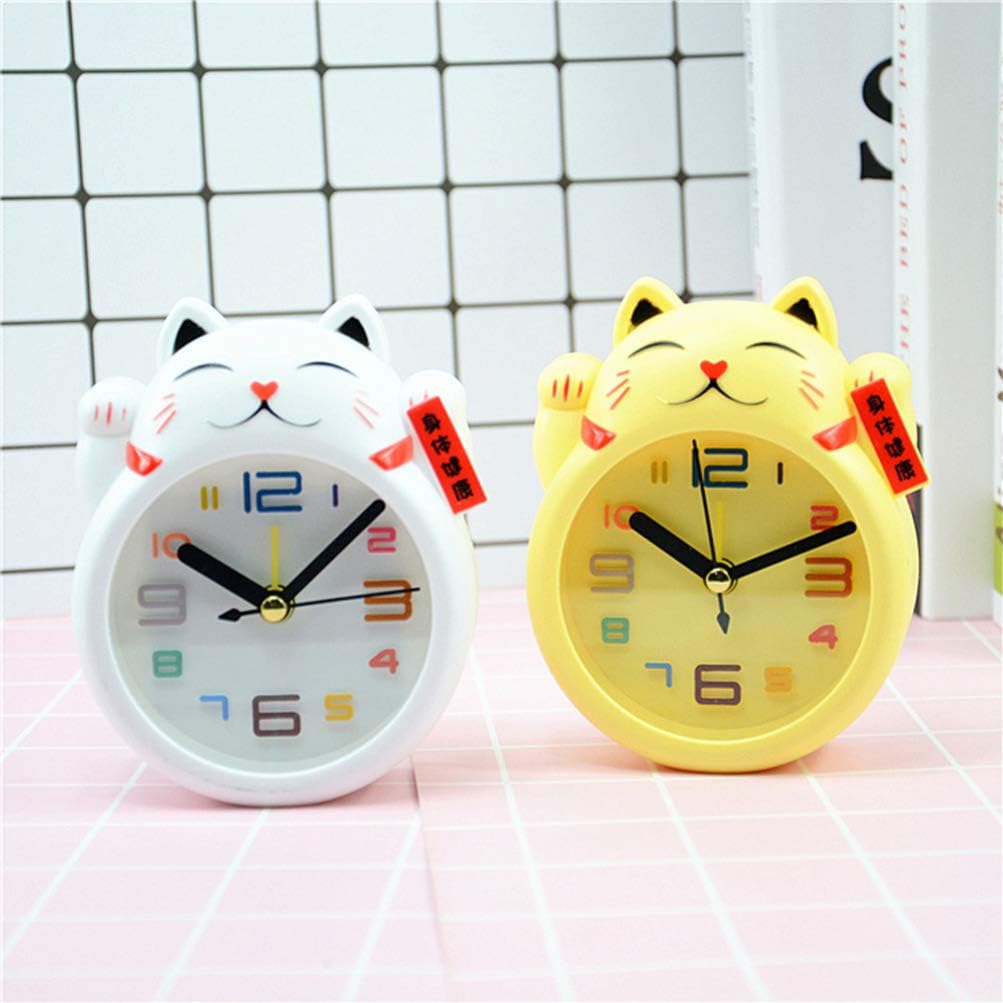 BESPORTBLE Lucky Cat Desk Clock Alarm Clock White