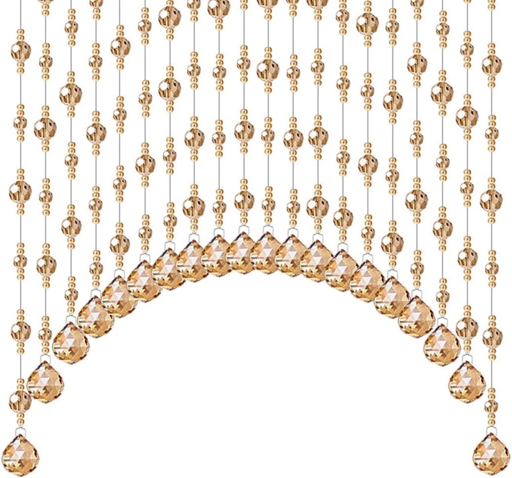 GVILTY Crystal Beaded Arched Curtain Door Divider