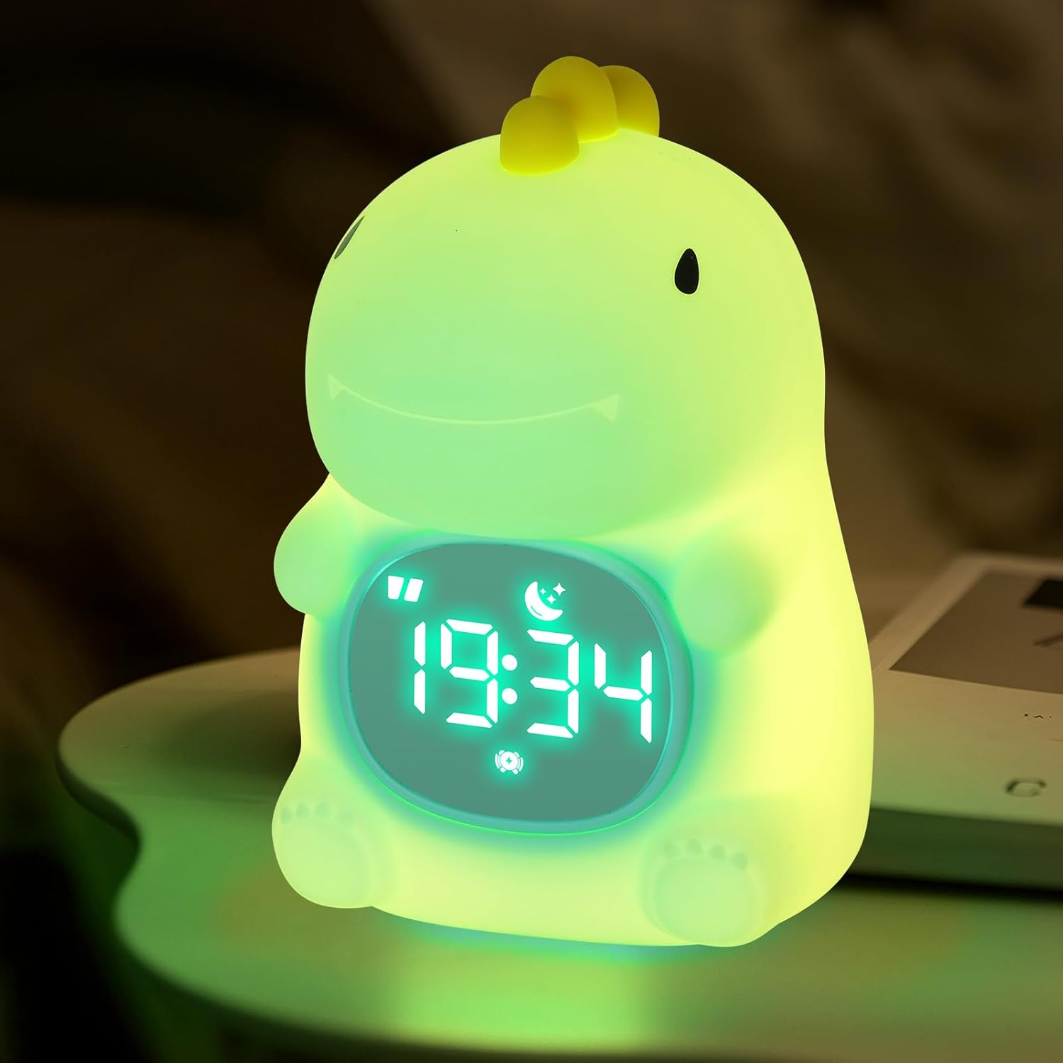 Dinosaur Alarm Clock with Sleep Training and Night Light for Kids