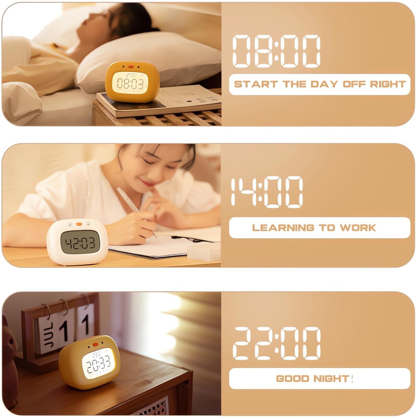 Kids Dinosaur Alarm Clock with Sleep Training and Night Light