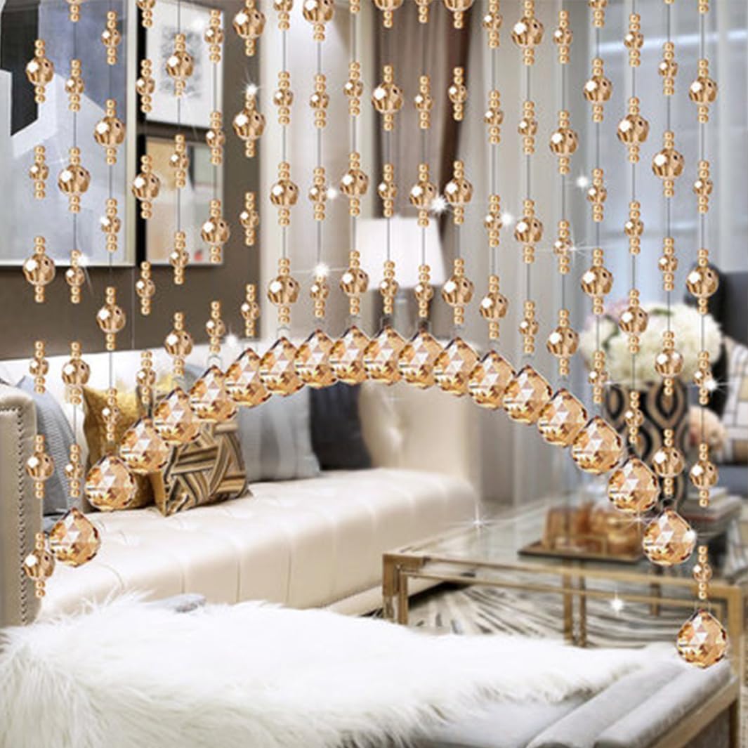 GVILTY Crystal Beaded Arched Curtain Door Divider