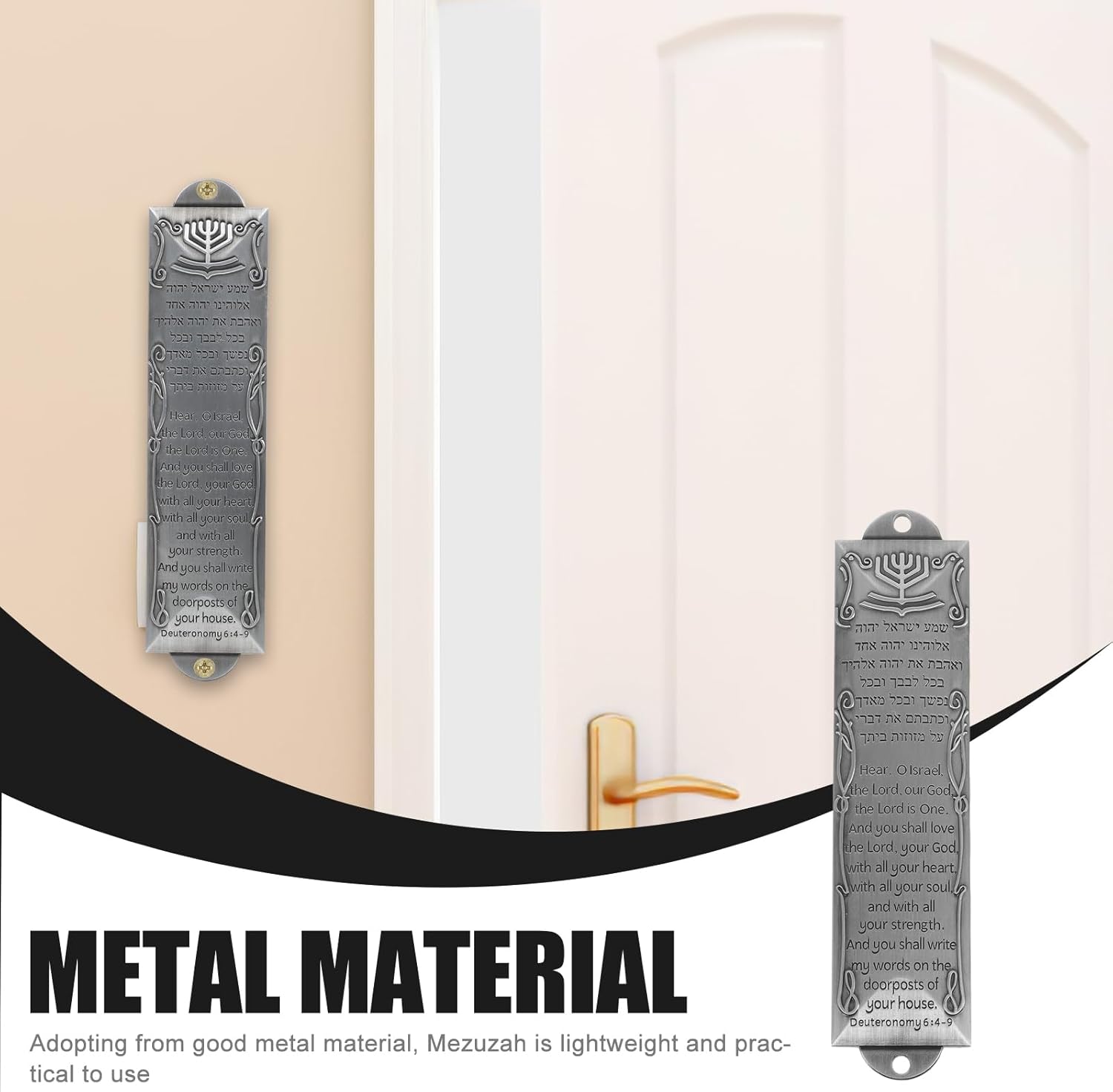Veemoon Metal Mezuzah with Scroll for Door