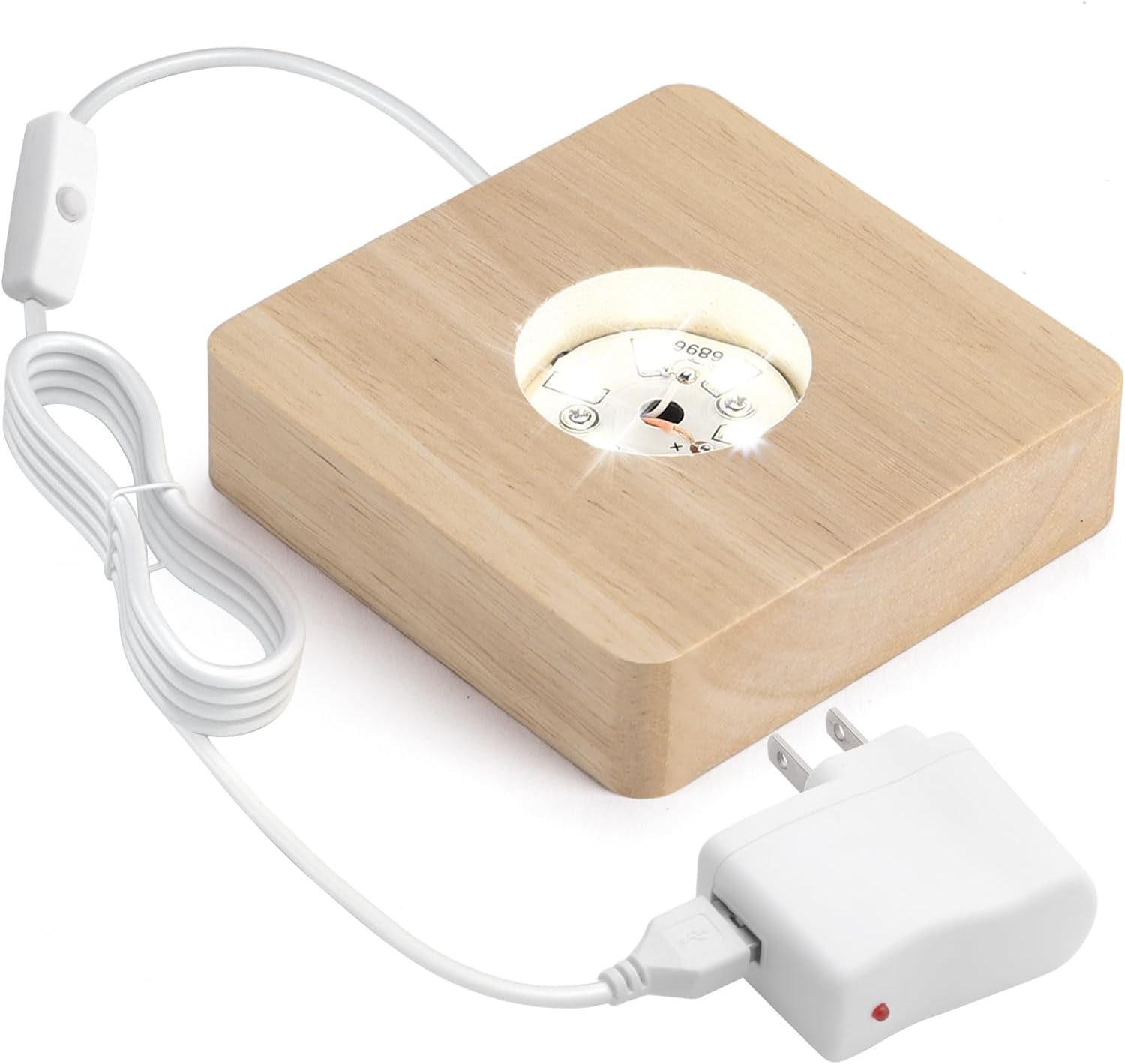 FACMOGU Wooden LED Display with Power Adapter and USB Cable
