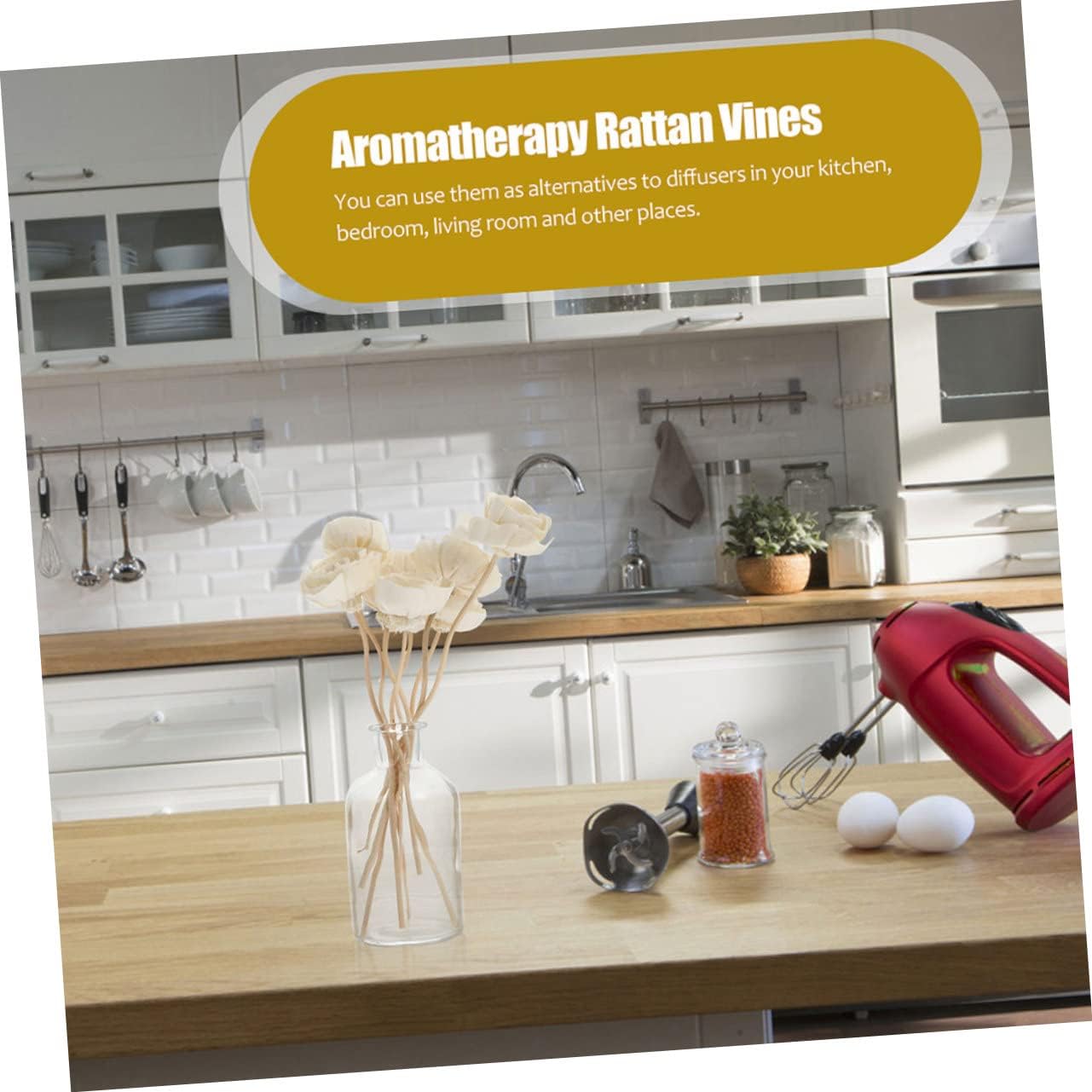 Mobestech 3Pcs Dried Flower Diffuser Sticks Natural Rattan Aromatherapy Decor