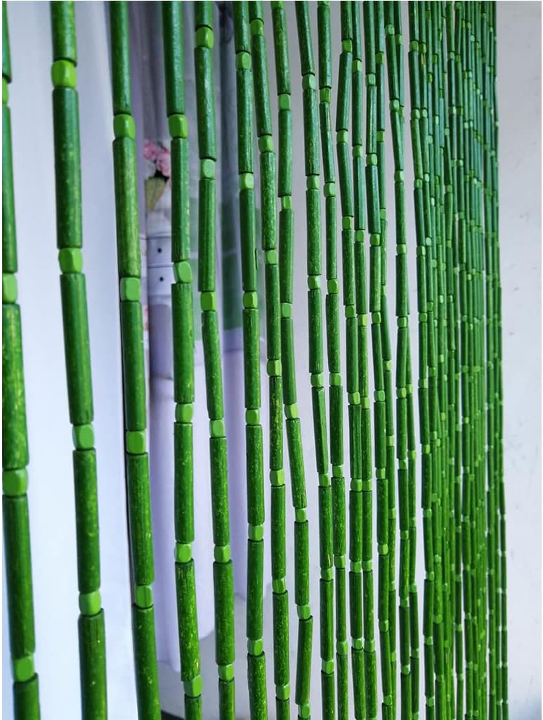 Bamboo Door Bead Curtain with Wood Beads 50 Strands
