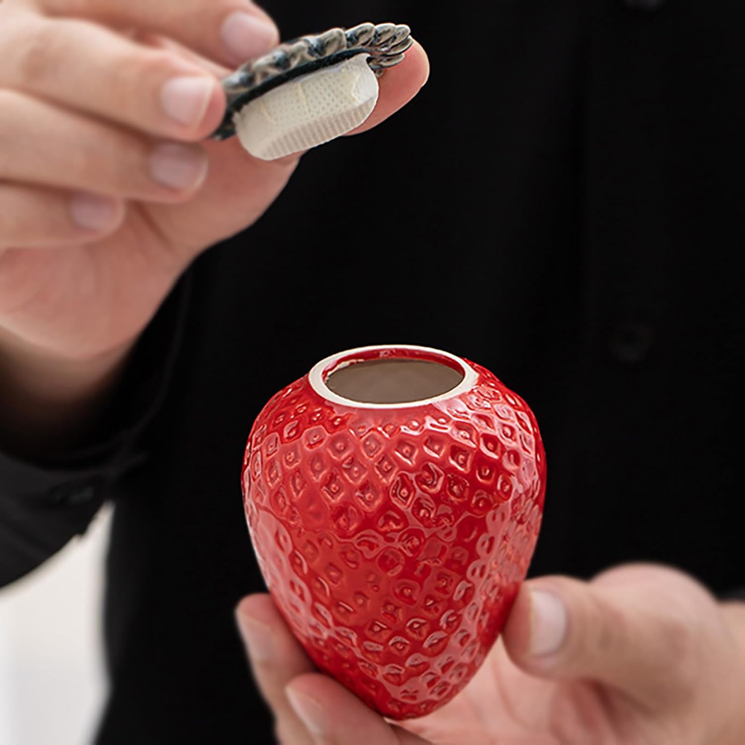 Mini Strawberry Ceramic Urn for Human Ashes Red