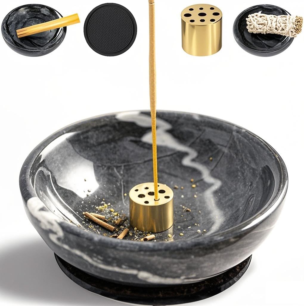 Natural Marble Incense Holder with 9 Holes