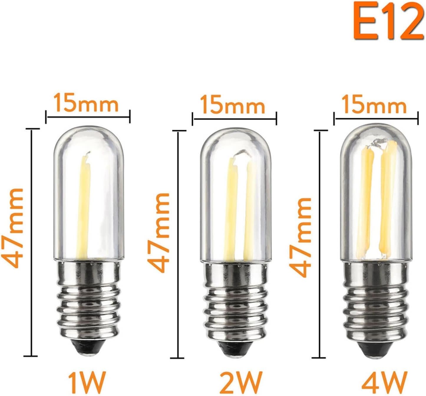10Pcs Dimmable Mini E14 E12 LED Fridge Freezer Filament Light Bulbs Warm White
