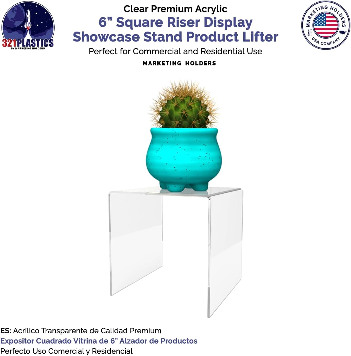 6 Clear Acrylic Display Riser Jewelry Showcase