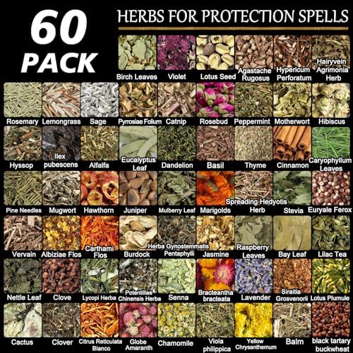 60 Pack Dried Herbs for Witchcraft and Rituals