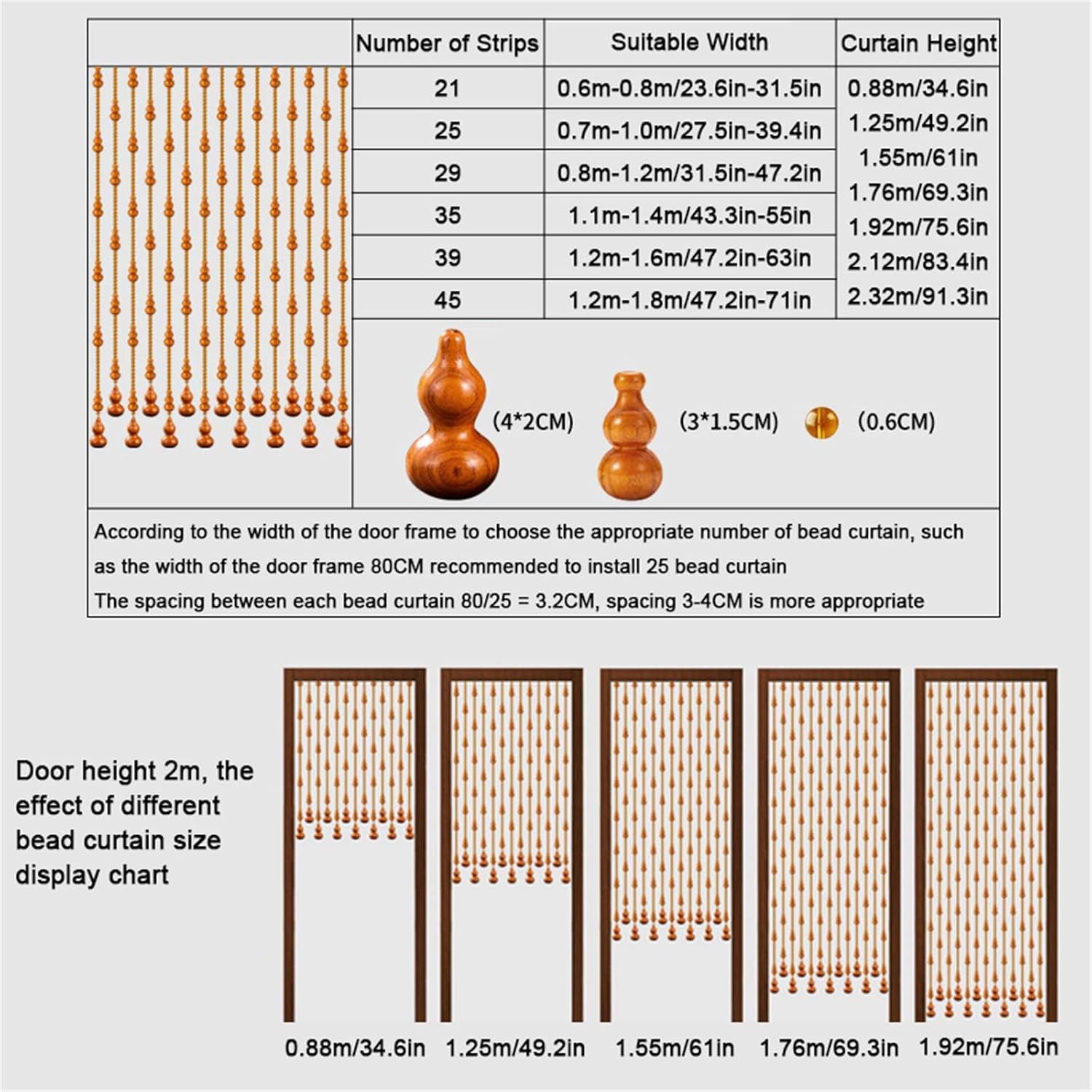 XOOFMASS Wood Beaded Curtain for Door Partition