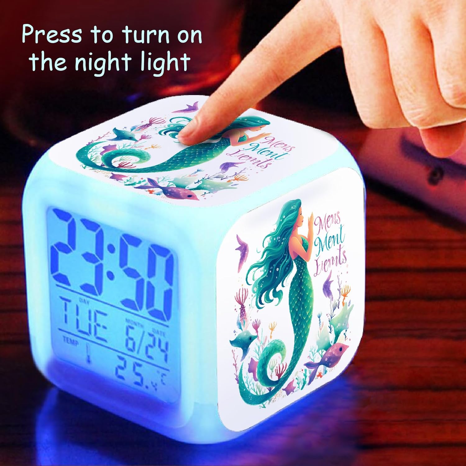 Mermaid Alarm Clock with Color Changing Nightlight