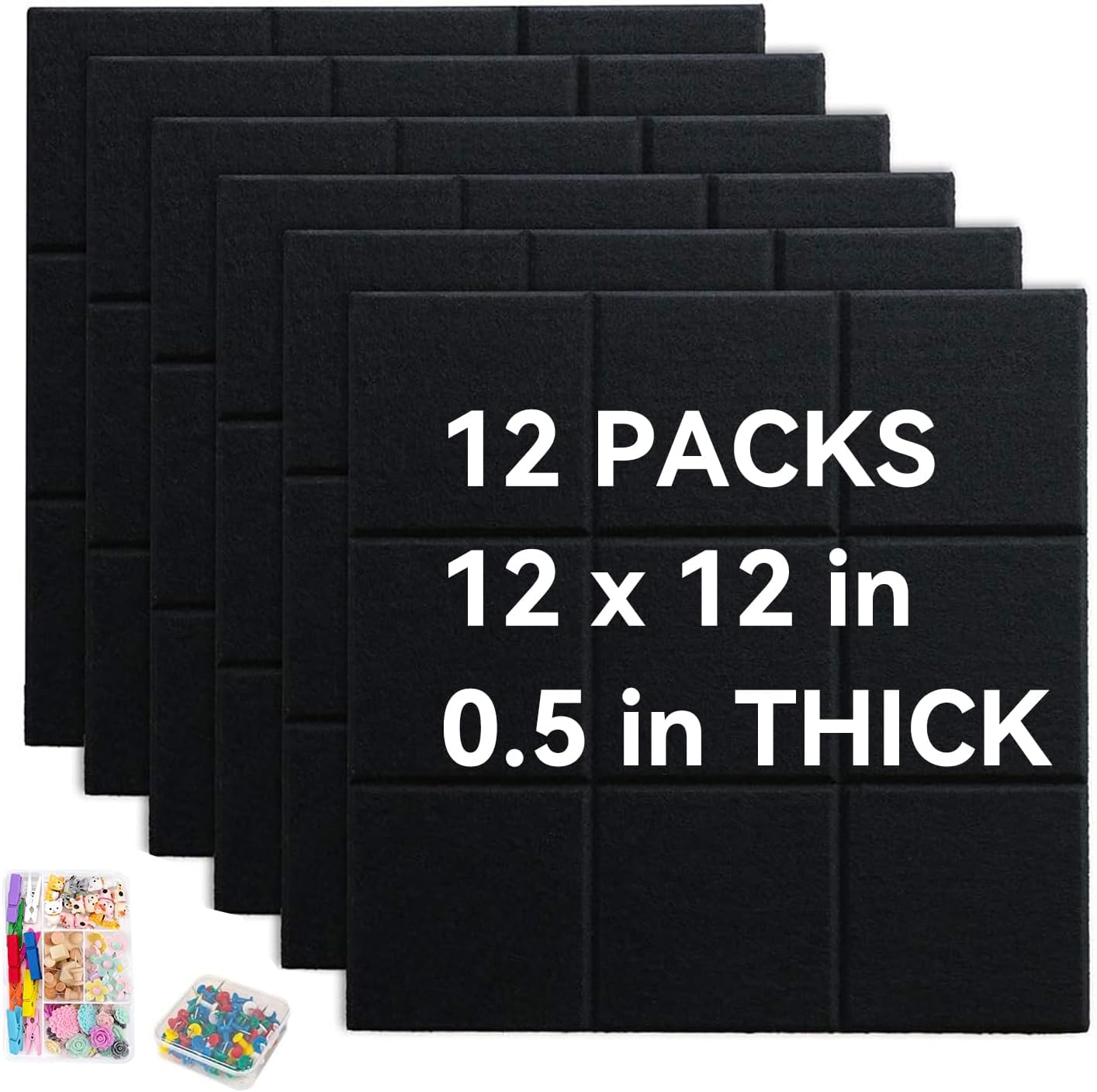 Yunihome 12 Pack Felt Bulletin Board Wall Tiles 36 x 48
