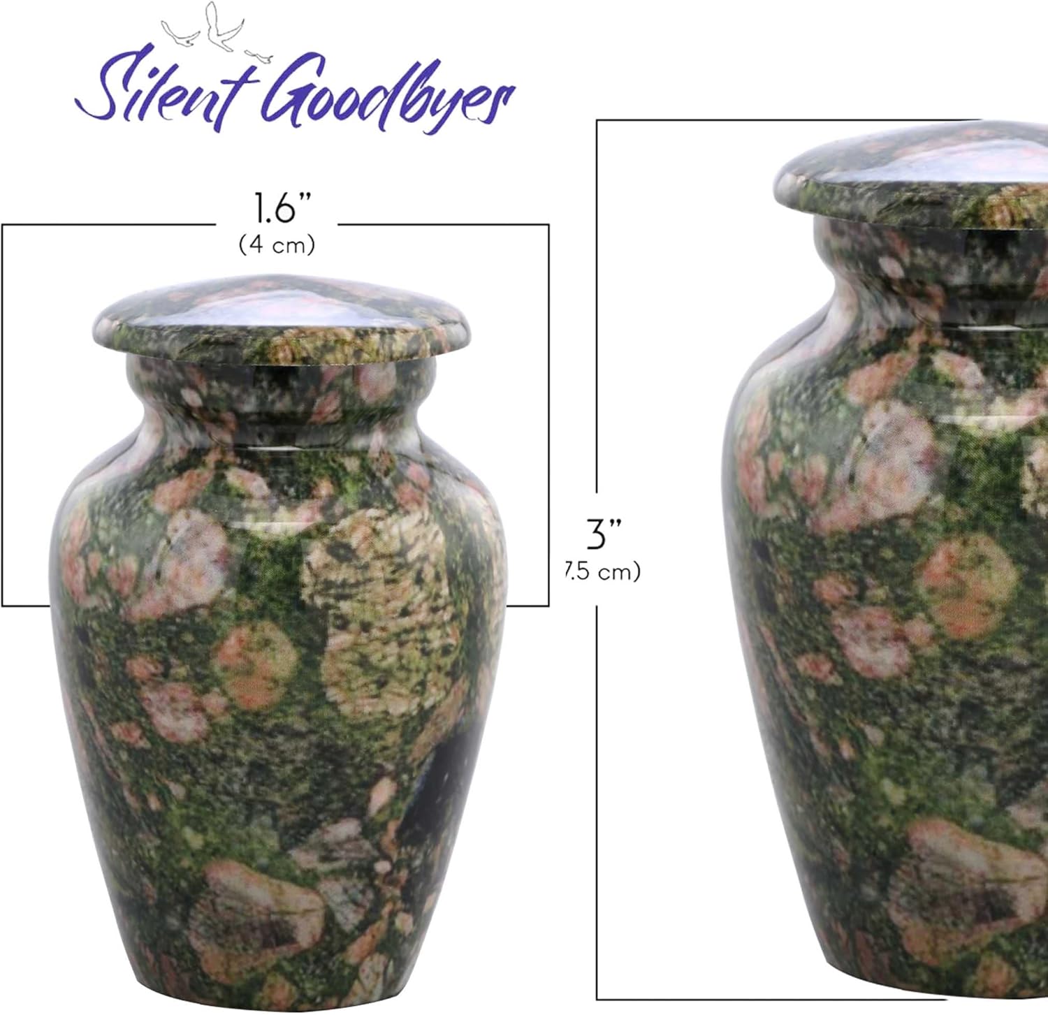 Small Keepsake Cremation Urn Marble Finish Metal
